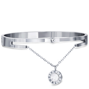 Bracelet réglable en acier inoxydable incrusté de chiffres romains, or rose, bijoux unisexes, cadeau - Product Image 5