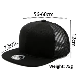 Custom Logo <strong>Flat</strong> Bill Mesh Trucker <strong>Cap</strong> 6 Panel Sunproof Wholesale Solid Color Outdoor Sports Casual Daily <strong>Summer</strong> Baseball <strong>Cap</strong> - Product Image 2
