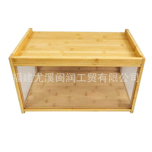 Bamboo Acrylic Bread <b>Box</b> Rectangular Dustproof Transparent Food <b>Storage</b> Container Modern Design <b>Stackable</b> Kitchen Organizer - Product Image 3