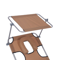 Chaise de bronzage pliante à dossier réglable avec abat-jour en fer Coussin de tête de chaise en fer pliable pour les repas dans la cour