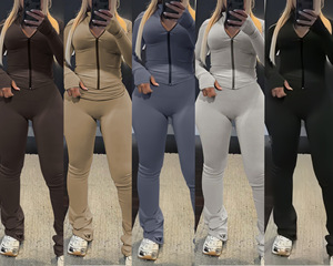 Completo Sportivo da Donna Personalizzato con Logo 2026, Set 2 Pezzi Primavera Autunno, Giacca con Zip e <span class=keywords><strong>Pantaloni</strong></span> Aderenti - Product Image 2