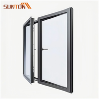 Fenêtre à battant en aluminium à double vitrage pour maison et appartement, avec double vitrage trempé et moustiquaire