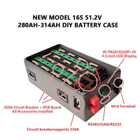 Boîtier de Batterie LiFePO4 16S 51.2V 280Ah 330Ah 340Ah avec BMS JK-PB2A16S20P, Écran LCD 4.3 Pouces et Tous les Accessoires