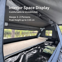 Tente de camping gonflable Oxford 3000 mm+ imperméable, coupe-vent, 4 saisons, respirante, installation rapide, abri portable à base hexagonale 1-2 personnes
