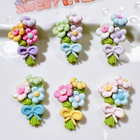 Buket busur pesona Resin lucu bunga akrilik Resin hiasan ulang untuk dekorasi