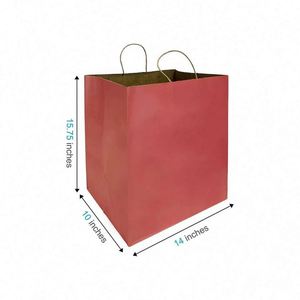 Burgundy Color Brown Kraft Paper <b>Bags</b> with Twisted Handles 14x10x15.75 Inches - Product Image 1