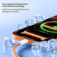 Câble de charge rapide USB-C 60W orange en nylon tressé, câble de données Type-C vers Type-C avec outil d'éjection de carte SIM pour iPhone 17 16 15 Pro Max