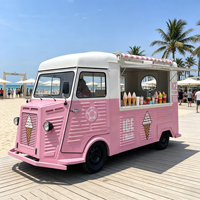 Camion de Glaces Artisanales avec Congélateur et Vitrine, Chariot Mobile de Desserts Italiens pour Complexes Hôteliers et Lieux de Mariage