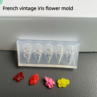 Moule en silicone pour fleurs 3D, 5 styles de moules en silicone souple pour fleurs, outil de moulage réutilisable pour la décoration d'ongles 3D