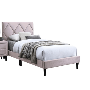 DB rose clair velours 1pc cadre de lit pleine grandeur avec tête de lit réglable meubles de chambre à coucher pour jeunes avec rangement pour appartements - Product Image 6