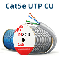 Cable de Red Ethernet UTP Cat 5e INZOR 480B, 24AWG, para Interiores, Par Trenzado, Compatible con POE, CCTV, Cámaras IP Gigabit, CAT5