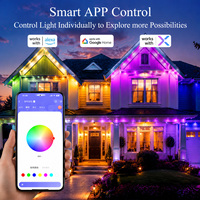 Guirnalda de Luces LED RGB Inteligentes para Exteriores, Luces Permanentes Impermeables, Control por Aplicación, Luces de Navidad, Decoración para el Hogar, Iluminación Festiva