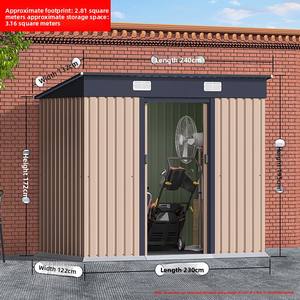 โรงเก็บเครื่องมือกลางแจ้งแบบเรียบง่าย โครงสร้างเหล็กเคลือบสีกันฝน แบบเคลื่อนย้ายได้ ใช้ในสวน ฐานปูน  สไตล์มินิมอล - Product Image 6