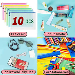 Pochette en maille de bureau avec logo personnalisé, fournitures de papeterie, classeur transparent A4 coloré, sac de documents en plastique imperméable - Product Image 2