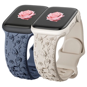 Correas <span class=keywords><strong>de</strong></span> Silicona <span class=keywords><strong>de</strong></span> Alta Gama para Reloj 9 Ultra, con Diseño <span class=keywords><strong>de</strong></span> Flor <span class=keywords><strong>de</strong></span> Rosa en Relieve - Product Image 1