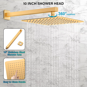 Set Doccia Moderno a Incasso Oro Spazzolato con Miscelatore a Pioggia <span class=keywords><strong>in</strong></span> <span class=keywords><strong>Ottone</strong></span> per <span class=keywords><strong>Bagno</strong></span> - Product Image 4