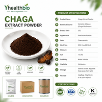 Poudre d'extrait de Chaga pure naturelle à mailles fines, structure de particules uniforme, en stock, livraison rapide pour les commandes industrielles à grande échelle