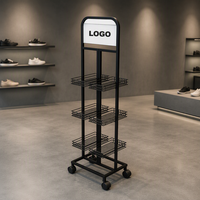 Rak Display Sepatu Logam Anti Karat dengan Roda untuk Toko Sepatu Butik Kustom