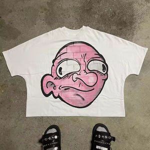 Camisetas gráficas con estampado de letras recortadas de gran tamaño de algodón 100%, ropa de calle Y2K, camisetas ecológicas de lujo de alta calidad para hombres - Product Image 3