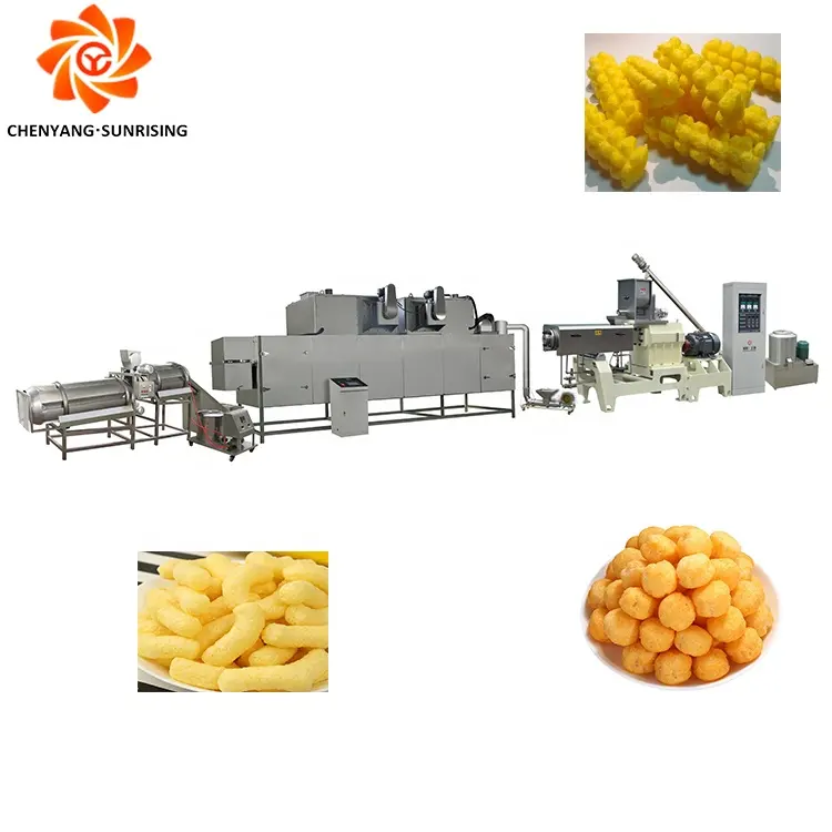 Linha de produção completa Preços Slanted Bar Twin Screw Extruder Corn Chips Food Making Puff Snack Machine
