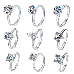 Anillo de Plata de Ley 925 con Baño de Rodio y Moissanita Color D VVS1 con Engaste de Bisel para Mujer, Joyería de Boda, Certificado GRA, Venta al por Mayor - Product Image 1