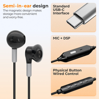Block Subway Bus COMTANG ENC Earphone Berkabel Tipe-C Peredam Kebisingan dengan Mikrofon Terintegrasi IPX4 Tahan Air Semi-in-ear Nyaman
