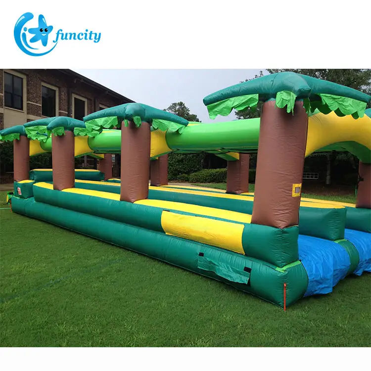 Outdoor gonflable jumping castle bounce house slip n slide party games kids double land jungle slide for adults