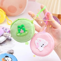 Nouvelle pochette à monnaie ronde en peluche douce pour enfants avec fermeture éclair et sac pour clés/écouteurs, mini portable, vente en gros