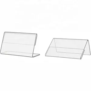 Small Counter Top Slant Acrylic Price Tag Stand Name Plate Tent Place Card Label Holder