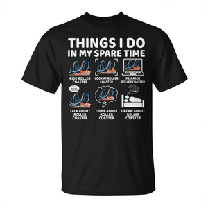Camiseta con estampado digital de Things I Do In My Spare Time Roller Coaster Lover, unisex, manga corta, cuello redondo, para adultos - Product Image 2