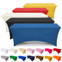 Diseño personalizado de 6 pies de poliéster estándar ajustado estiramiento Spandex manteles de moda promocional con patrón impreso