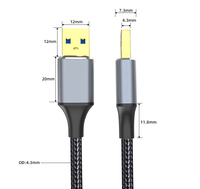 Cable USB 3.0 Macho a Macho con Trenzado de Nailon, Transferencia de Datos de Alta Velocidad de 5 Gbps, Cable de Extensión con Carcasa Metálica para Disco Duro, Laptop, Impresora
