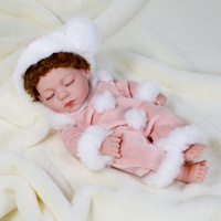 Poupée Reborn de Mode en Gros, 30-50cm, en Vinyle, Réaliste, Yeux Fermés, Cheveux Bouclés, Figurine à Habiller pour Enfants
