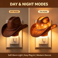 Luz Nocturna LED con Forma de Bota de Vaquero del Oeste, 360 ° Lámpara Decorativa Giratoria con Diseño de Cactus y Enchufe, Estilo Rústico, Venta al por Mayor de Fábrica, OEM, Regalo