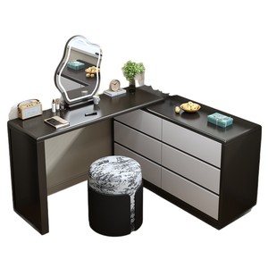 Solid Wood Dressing <b>Table</b> With Lighted Mirror Chest Of Drawers Bedroom Vanity Desk Storage Cabinet Corner Office Furniture - Product Image 5