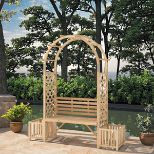 Arco da Giardino con Panchina e Fioriera, <span class=keywords><strong>Pergola</strong></span> in Legno, Traliccio per Rose e Piante Rampicanti - Product Image 5