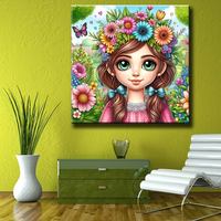 Vente en gros, dropshipping, peinture au diamant DIY, kit de peinture au diamant AB avec motif de fille adorable dans un jardin, poussière de fée, ASF2788