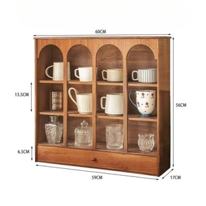Porte-gobelets en bois de pin massif, mini-armoire de <span class=keywords><strong>rangement</strong></span> pour maisons de poupées, cuisine, salon, utilisation murale, multifonctionnel - Product Image 2