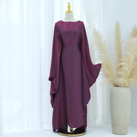 Robe Kaftan Abaya Islamique Fille Taille Unique en Tissu Brillant à Paillettes Manches Chauve-Souris Amples, Style Dubaï EAU