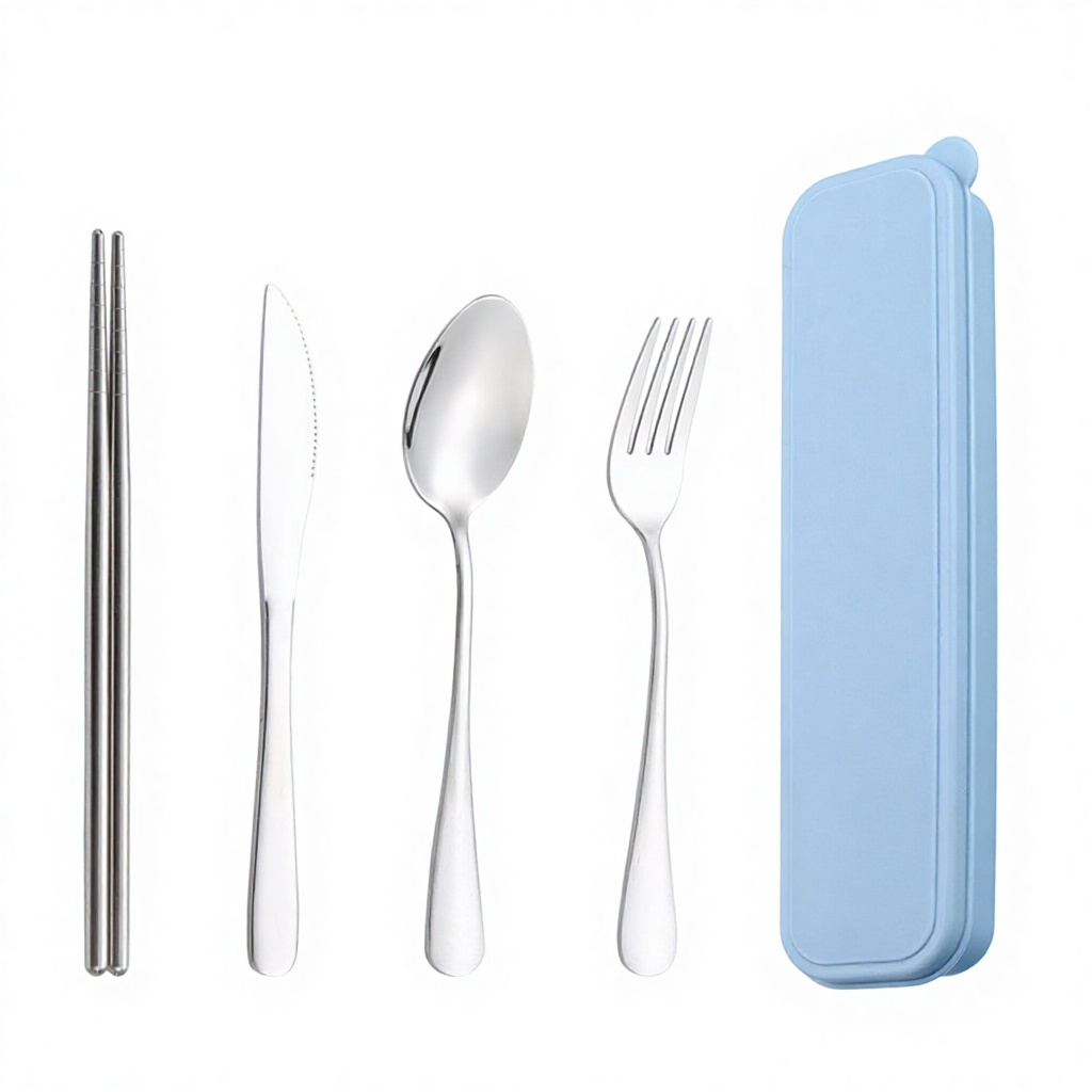 Nordic four-color knife fork spoon chopsticks set - blue