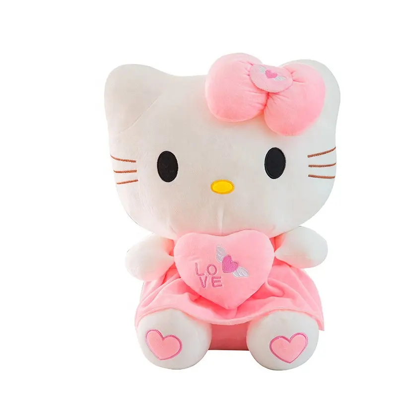 Entrega rápida 40cm rosa suave Hello Kt muñeco de peluche falda gato almohada para dormir para niña juguetes gato muñeca lindo juguete de peluche