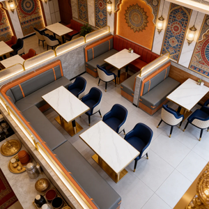 Conjunto de Sillas para Restaurante Indio Moderno, Tapicería de Cuero PU, Mesa de Imitación de Mármol, Diseño Contemporáneo para Área de Comedor - Product Image 5