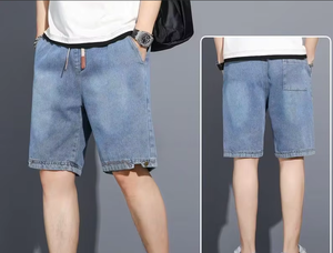 Nay1il Logo personalizzato di alta qualità Casual Street Wear taglie forti Cowboy Men'S <span class=keywords><strong>Jeans</strong></span> <span class=keywords><strong>Shorts</strong></span> personalizzati pantaloncini da Cowboy larghi - Product Image 6