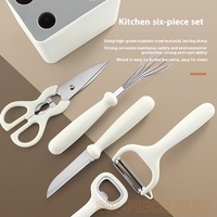 Ensemble de gadgets de cuisine en PP manuel innovant de 6 pièces comprenant un couteau à melon aux fruits, un éplucheur à découper les aliments, un siège de rangement pour la cuisine à domicile
