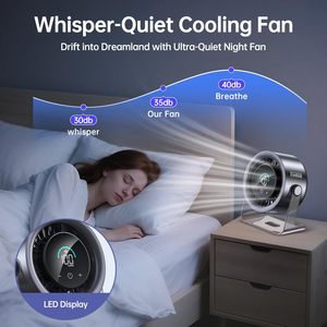 Ventilateur de bureau 2026 en promotion, ultra-silencieux, haute puissance, rechargeable, portable, pour extérieur, maison, bureau, avec fixation murale - Product Image 4