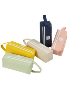 Étui à crayons en toile à double fermeture éclair personnalisé avec poignée, grande capacité portable, sac de papeterie pour enfants - Product Image 3
