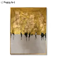 Handgemaakte Gouden Folie Art Abstract Schilderen Op Canvas Moderne Custom Gold Abstract Olieverfschilderij Voor Wall Art Decor Hang Schilderen