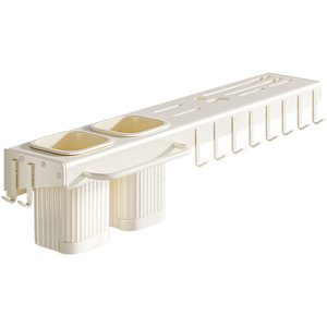 Porte-couteaux mural en acier inoxydable couleur crème avec barre porte-serviettes pour rangement de cuisine - Product Image 3