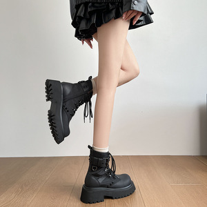 Botines Negros para Mujer, Estilo Británico, Tendencia Urbana, Estilo Motero, Plataforma Gruesa, Botas Cortas, Novedad 2026 - Product Image 4