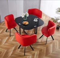 Ensemble de tables à manger 1 + 4 à faible encombrement Table à manger en verre à cadre métallique avec chaises de salle à manger en PU